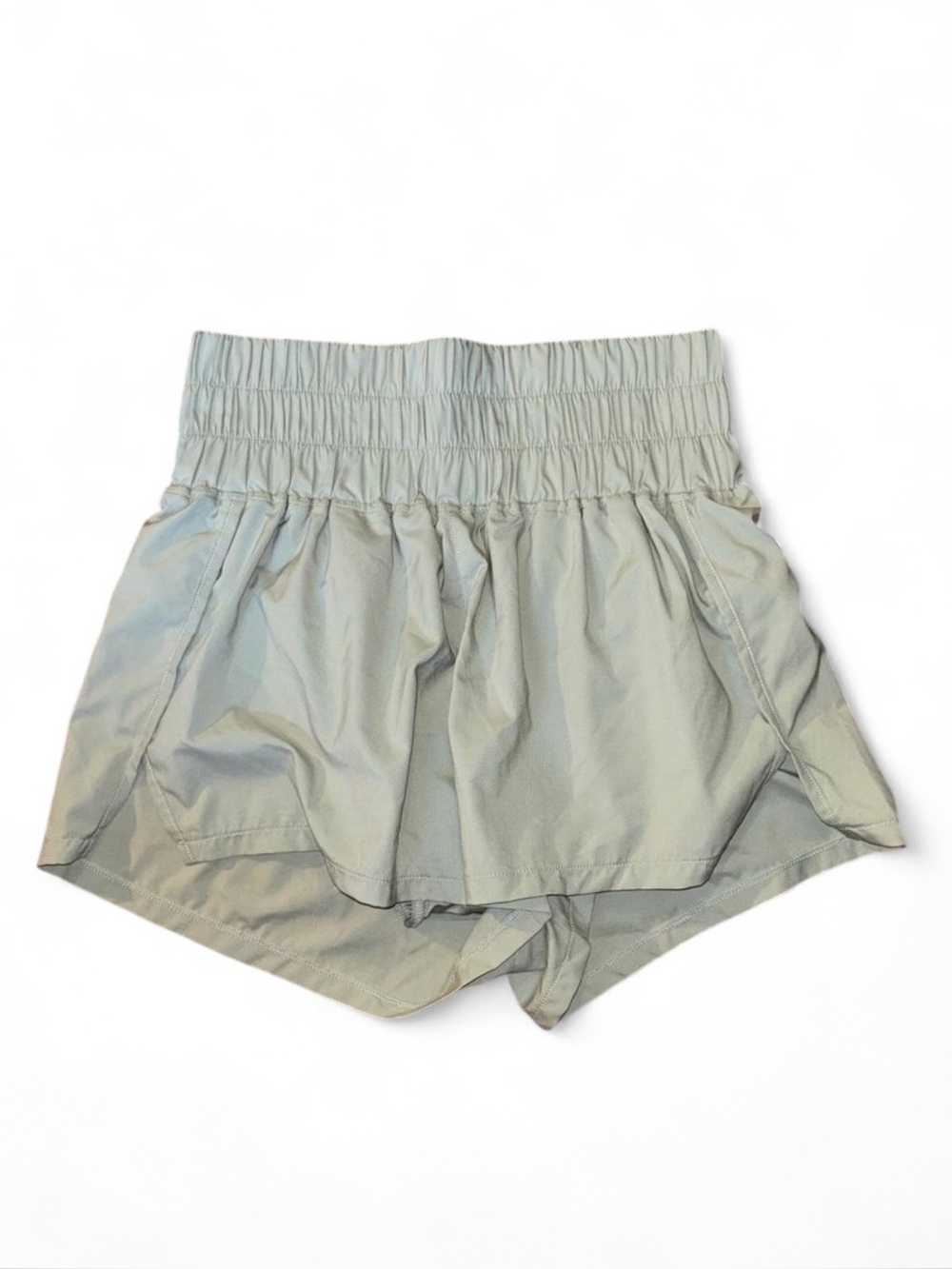 POPFLEX High Waist Athletic Running Slit Shorts Light Green Size Small